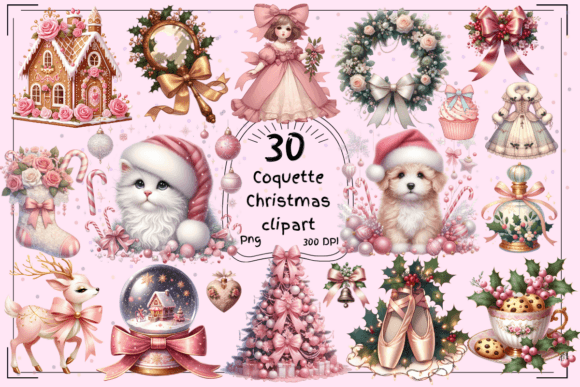 30 Coquette Christmas Clipart: Illustrations Review