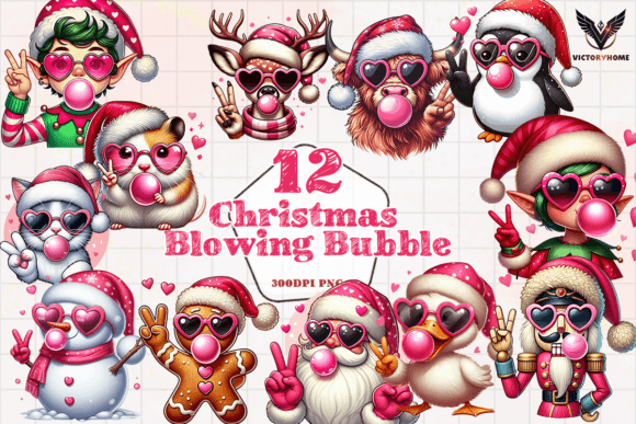 Christmas Blowing Bubble Clipart PNG: Illustrations for Branding