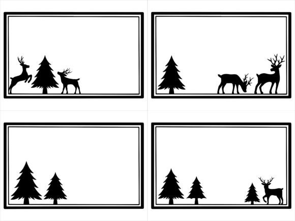 Christmas Frame Line Art Background: Illustrations