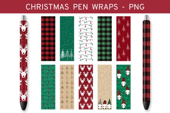 Christmas Pen Wraps Bundle: Festive Illustrations for Branding
