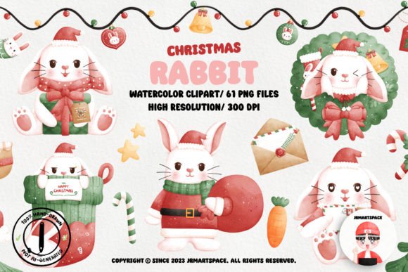 Christmas Rabbit Watercolor Clipart: Illustrations Review