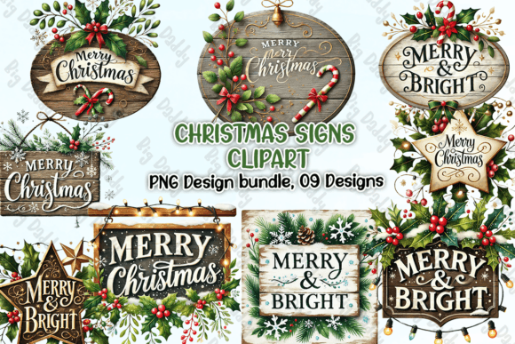 Christmas Signs Clipart PNG: Festive Illustrations