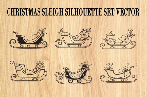 Christmas Sleigh Silhouette Set Vector: Illustrations