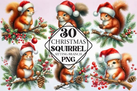 Christmas Squirrel Branch Illustrations Review