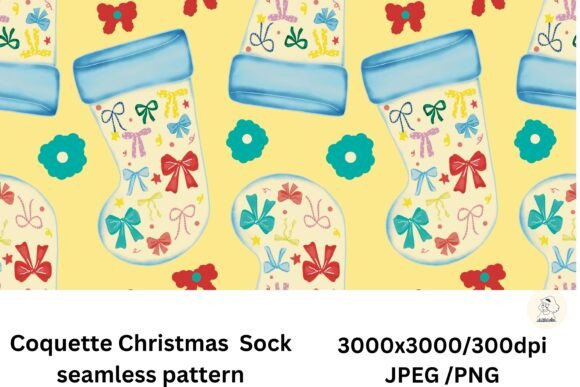 Coquette Christmas Sock Pattern: Festive Illustrations