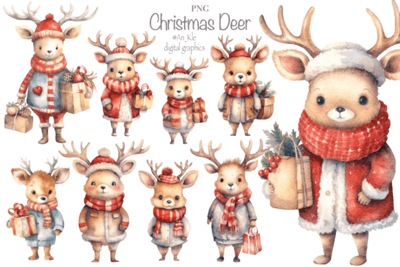 Cute Christmas Deer Set: Illustrations Review