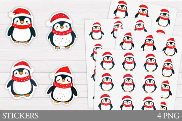 Cute Penguin Sticker: Christmas Illustrations