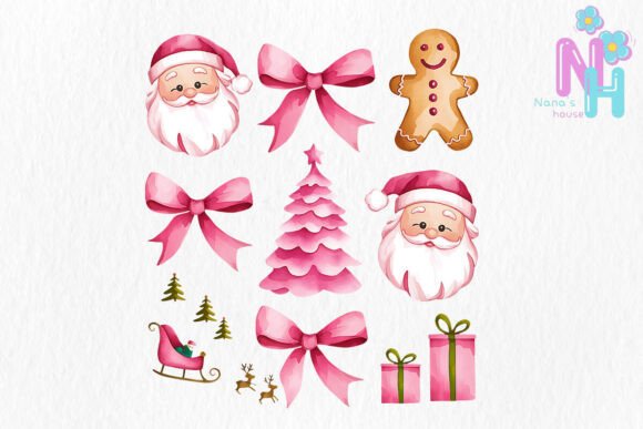 Pink Coquette Christmas Sublimation Illustrations