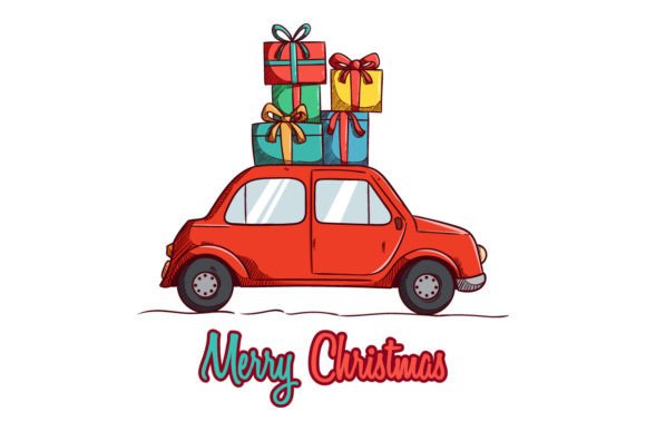 Review: Christmas Car with Gift Box Vector for Embroidery