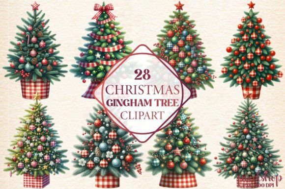 Review: Christmas Gingham Tree Clipart Freebies