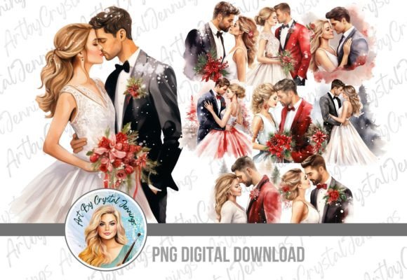 Review: Christmas Wedding Bride Groom PNG Illustrations