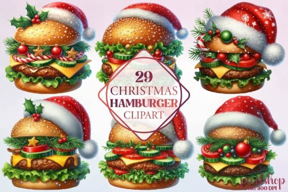 Review: Watercolor Christmas Hamburger Clipart