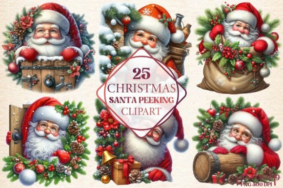 Reviewing Santa Peeking Clipart for Freebies & Branding