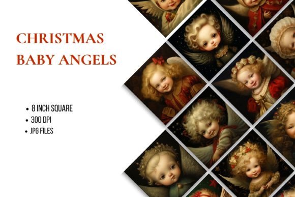 Vintage Victorian Baby Christmas Angels Illustrations