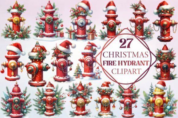 Watercolor Christmas Fire Hydrant Illustrations Review