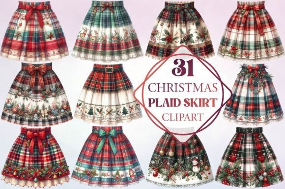 Watercolor Christmas Plaid Skirt Clipart: A Designer’s Review