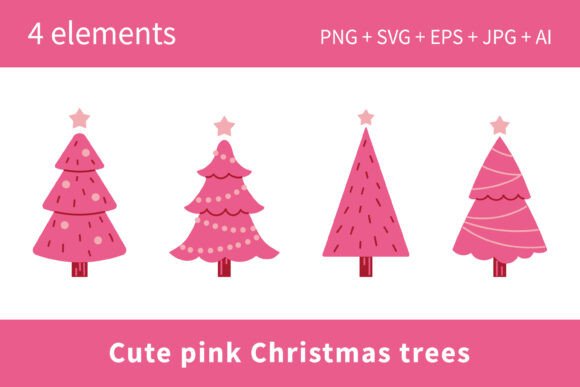 Y2k Glamour Ink Christmas Trees Set Illustrations